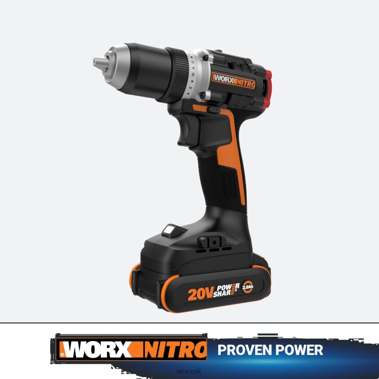 WORX nitro 20v kompaktný bezuhlíkový 1/2'' vŕtací skrutkovač elektrické náradie 84RP2119