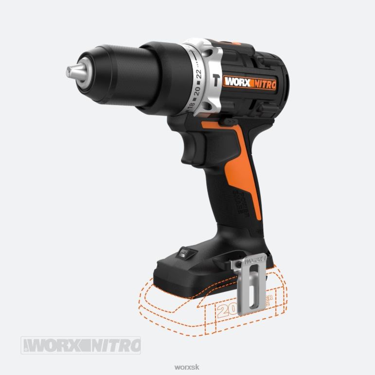 WORX nitro 20v power share 1/2'' akumulátorová príklepová vŕtačka s bezuhlíkovým motorom elektrické náradie 84RP2111
